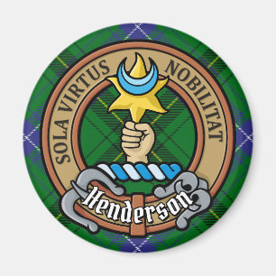 Clan Henderson Crest over Tartan Magnet