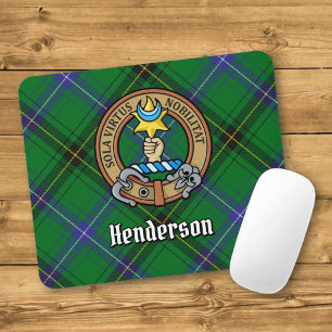 Clan Henderson Crest over Tartan Mouse Pad