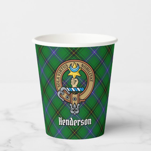 Clan Henderson Crest over Tartan Paper Cups (Front)