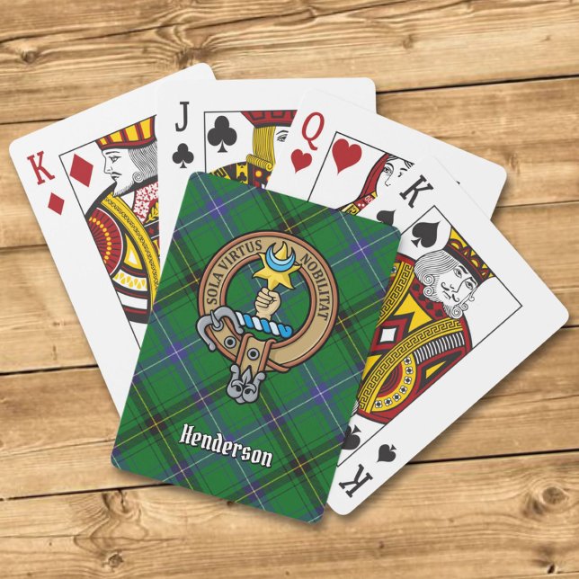 Clan Henderson Crest over Tartan Playing Cards (Creator Uploaded)