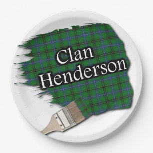 Clan Henderson Scottish Tartan Paint Brush Paper Plate