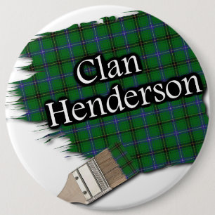 Clan Henderson Tartan Paint Brush 6 Inch Round Button