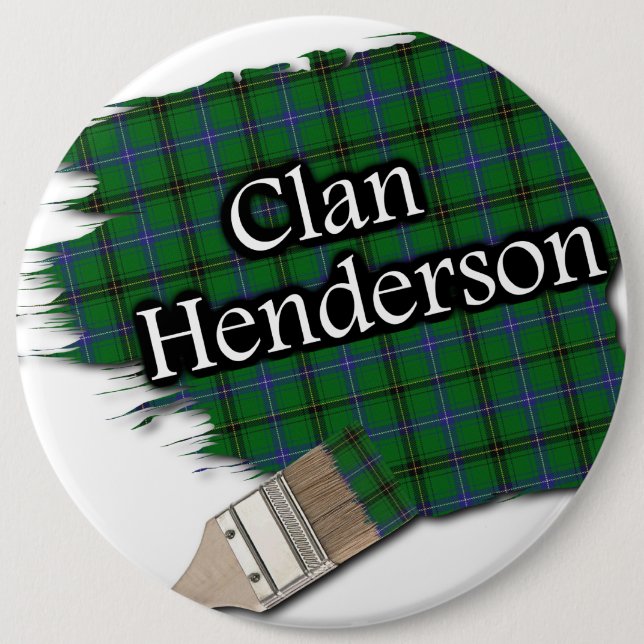 Clan Henderson Tartan Paint Brush 6 Inch Round Button (Front)