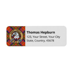 Clan Hepburn Crest over Tartan