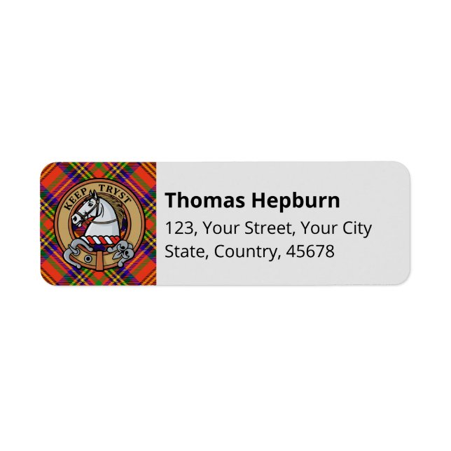 Clan Hepburn Crest over Tartan (Front)