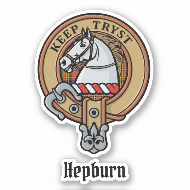 Clan Hepburn Crest over Tartan (Front)