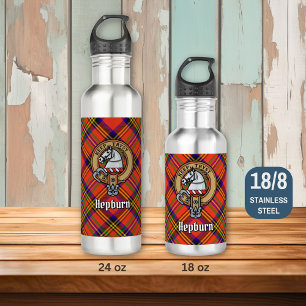 Clan Hepburn Crest over Tartan 710 Ml Water Bottle