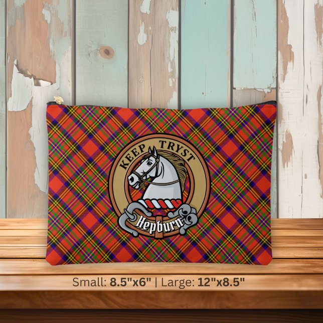 Clan Hepburn Crest over Tartan Accessory Pouch (Creator Uploaded)