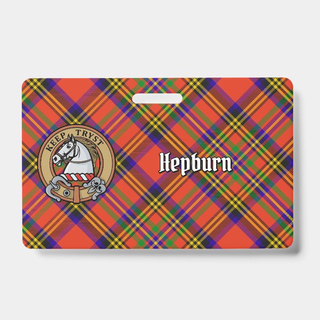 Clan Hepburn Crest over Tartan Badge (Front)