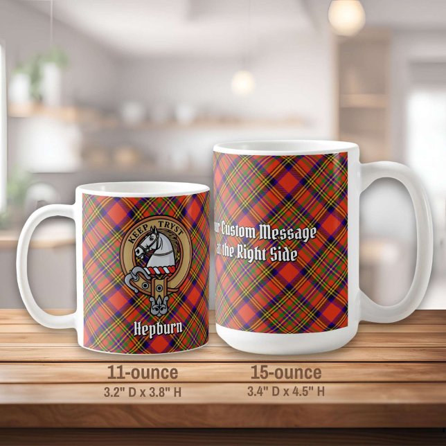 Clan Hepburn Crest over Tartan Coffee Mug (Creator Uploaded)