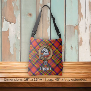 Clan Hepburn Crest over Tartan Crossbody Bag