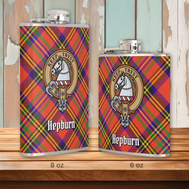 Clan Hepburn Crest over Tartan Hip Flask (Creator Uploaded)