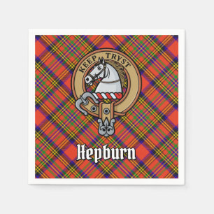 Clan Hepburn Crest over Tartan Napkin