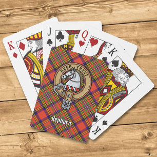 Clan Hepburn Crest over Tartan Playing Cards