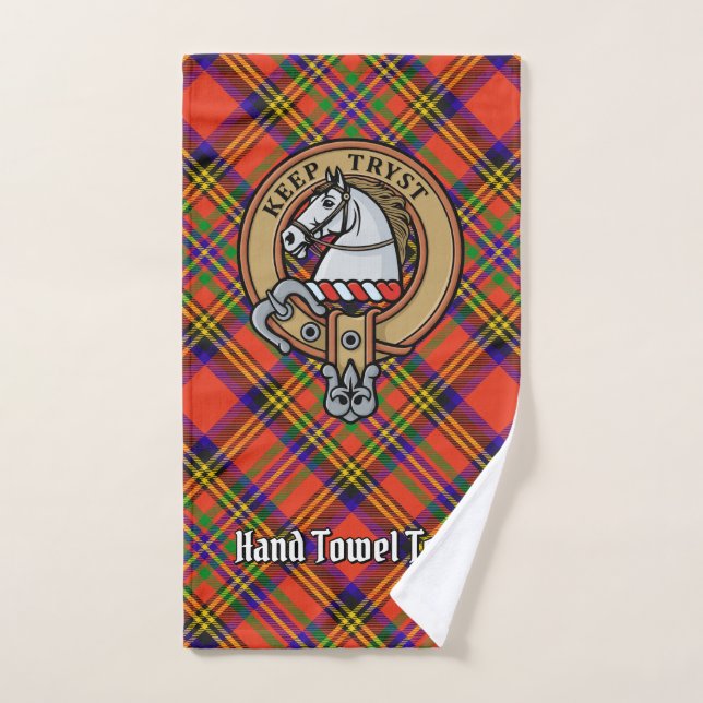 Clan Hepburn Crest sur Tartan (Serviette à main)