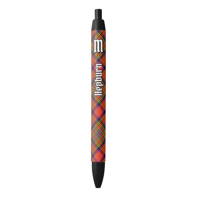Clan Hepburn Tartan Black Ink Pen (Front Vertical)