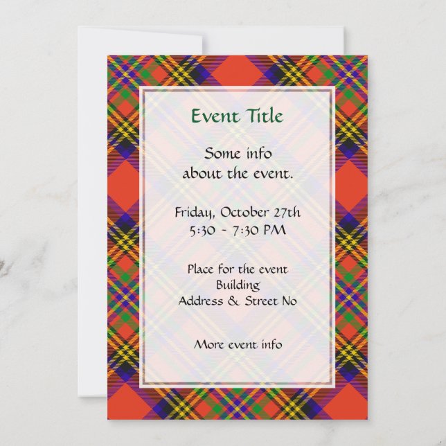 Clan Hepburn Tartan Invitation (Back)