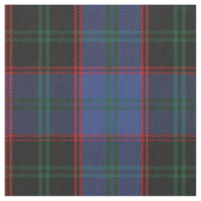 Clan Home Blue Black Red Green Scottish Tartan Fabric (Close Up)