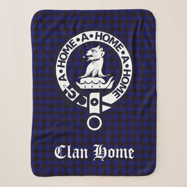 Clan Home Crest Badge and Tartan Sherpa Blanket (Front)