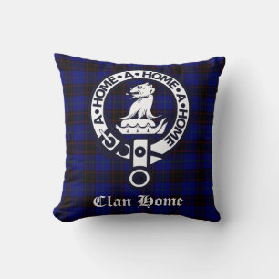 Clan Home Crest Badge and Tartan Throw Pillow