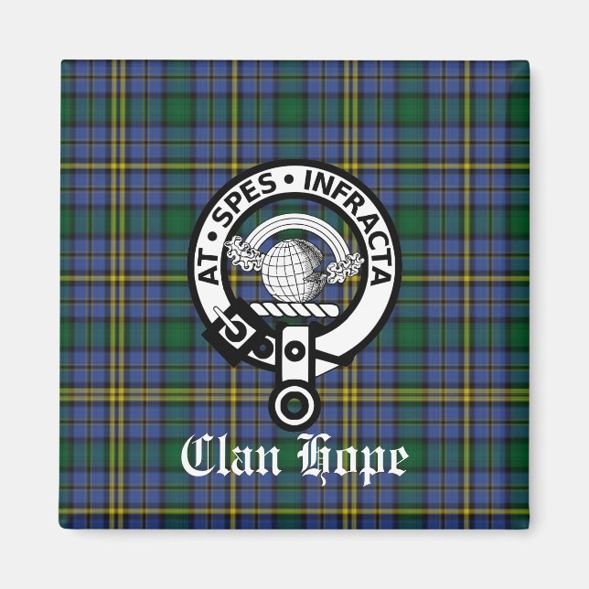 Clan Hope Crest Badge & Tartan Magnet (Front)