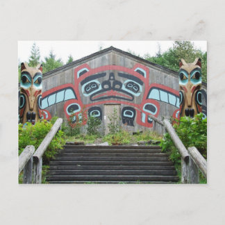 Clan house and totem poles, Ketchikan, Alaska Postcard