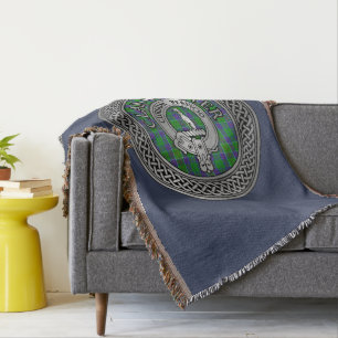 Clan Hunter Crest & Tartan Knot Throw Blanket