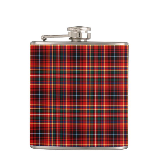 Clan Innes Bright Red Tartan Hip Flask (Front)