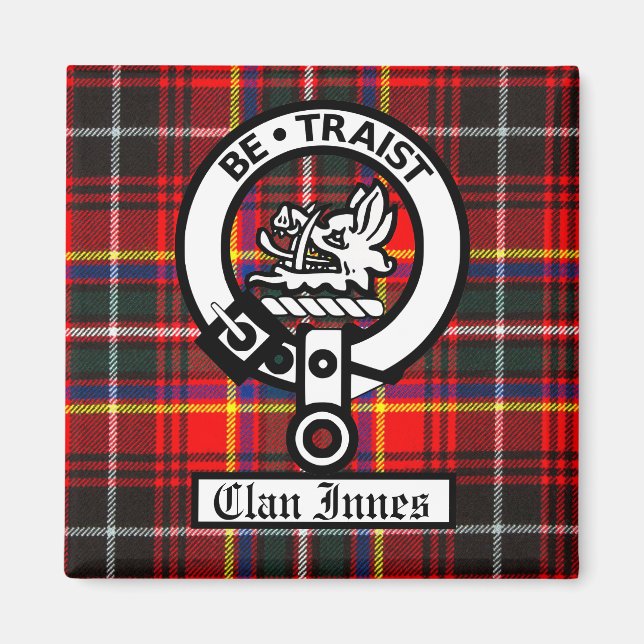 Clan Innes Crest Badge and Tartan Magnet (Front)