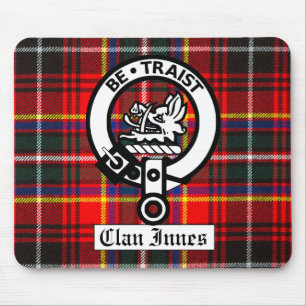 Clan Innes Crest Badge and Tartan Mouse Pad