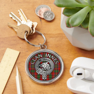 Clan Innes Crest & Tartan Keychain