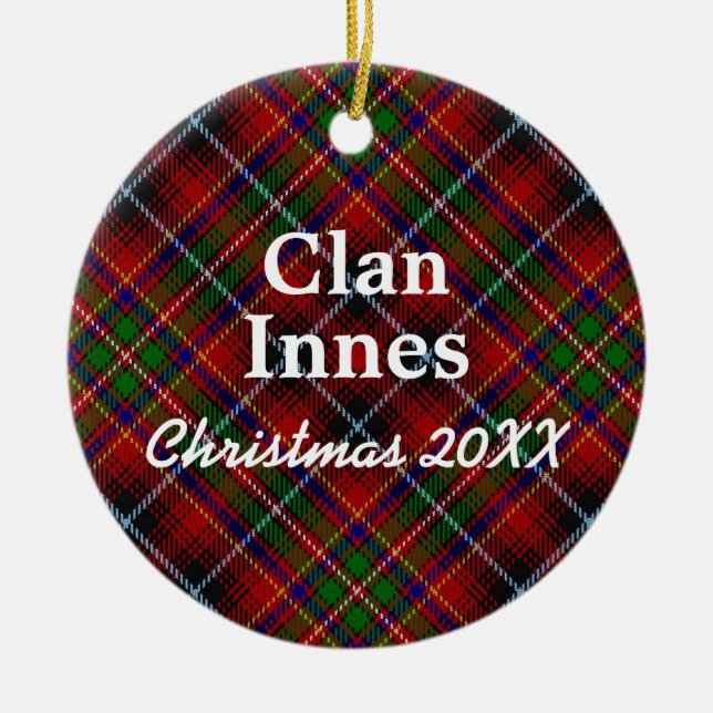 Clan Innes Scottish Tartan Ceramic Ornament (Front)