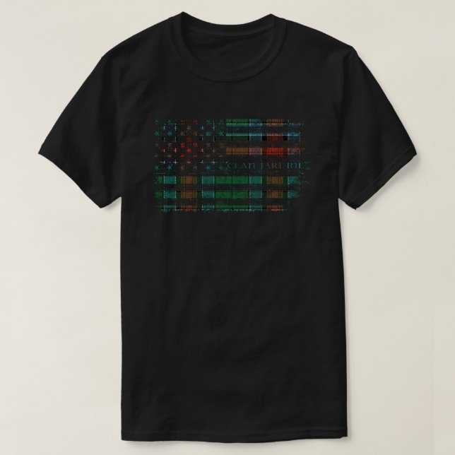 Clan Jardine Scottish tartan US flag kilt Scotland T-Shirt (Design Front)