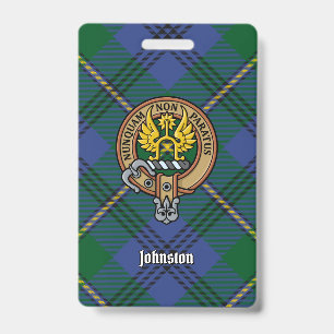Clan Johnston Crest over Tartan Badge
