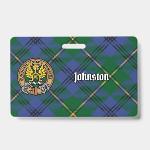 Clan Johnston Crest over Tartan Badge