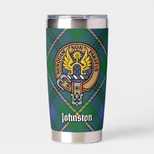 Clan Johnston Crest over Tartan Insulated Tumbler