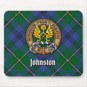 Clan Johnston Crest over Tartan Mouse Pad