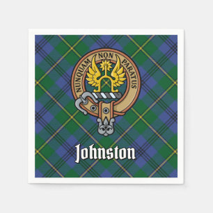 Clan Johnston Crest over Tartan Napkin