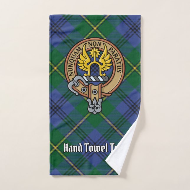 Clan Johnston Crest sur Tartan (Serviette à main)