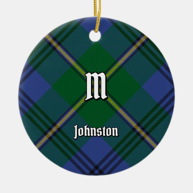 Clan Johnston Tartan Ceramic Ornament (Front)