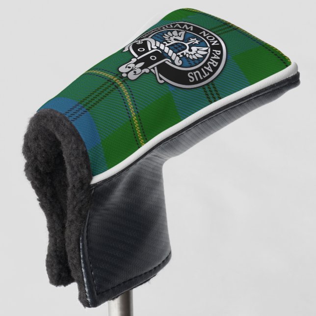 Clan Johnstone Crest & Tartan Golf Head Cover (3/4 Front)