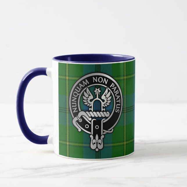 Clan Johnstone Crest & Tartan Mug (Left)