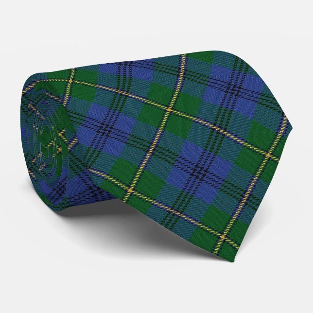 Clan Johnstone Johnston Letter J Monogram Tartan Tie (Rolled)