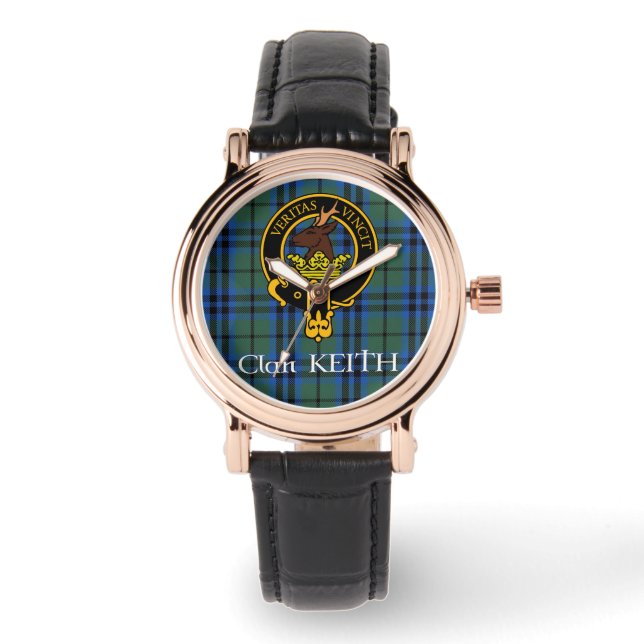 Clan Keith Crest & Ancient Tartan watch (Front)
