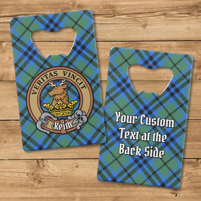 Clan Keith Crest over Tartan Credit Card Bottle Opener (Creator Uploaded)