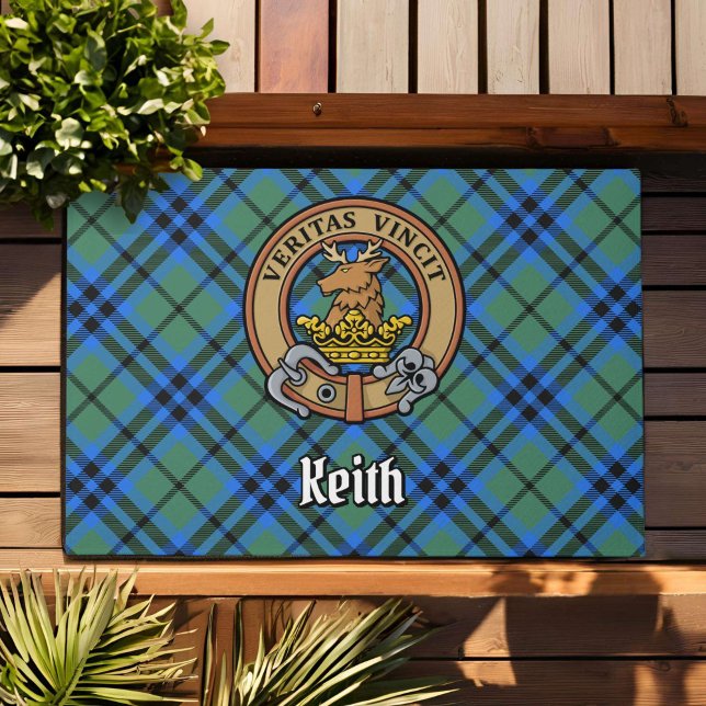 Clan Keith Crest over Tartan Doormat (Creator Uploaded)