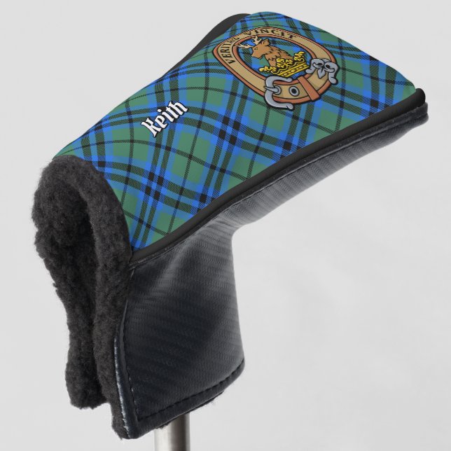 Clan Keith Crest over Tartan Golf Head Cover (3/4 Front)