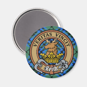 Clan Keith Crest over Tartan Magnet