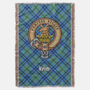 Clan Keith Crest over Tartan Throw Blanket