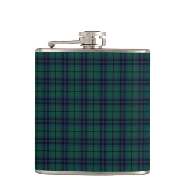 Clan Keith Dark Green Modern Scottish Tartan Hip Flask (Front)